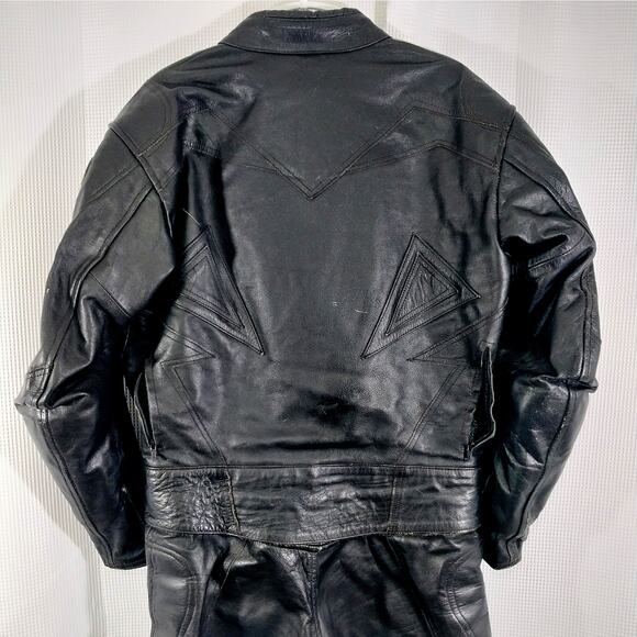 TOP GEAR BY 4 STAR! 100% FINE BLACK GENUINE LEATHER RACING SUIT, ARMORED! SZ L - Picture 8 of 16